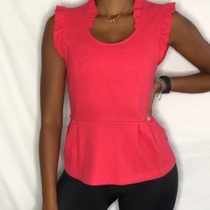 Anthropologie Coral Ruffle Sleeve Blouse